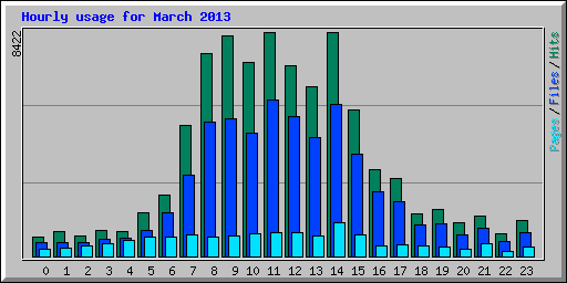 Hourly usage for March 2013