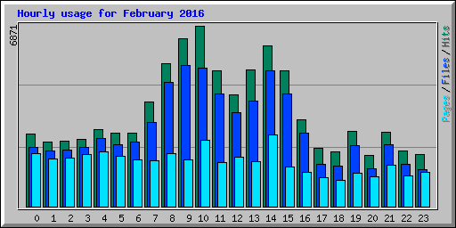 Hourly usage for February 2016